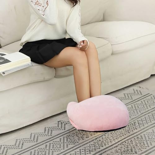 Electric Heated Foot Warmer for Men Women, Fuzzy Thick USB Rechargeable Foot Heating Pad, Winter Plush Foot Heater Cushion Heat Therapy Ankle Feet Warmer Boots Shoes Office Home Travel (Pink)