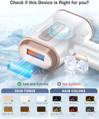 Laser Hair Removal, IPL Hair Removal Device System with 9 Intensity Levels for Legs, Ice Cooling Laser Hair Removal Device with 2 Flash Modes for Women Men, Bikini Area, Face & Underarms
