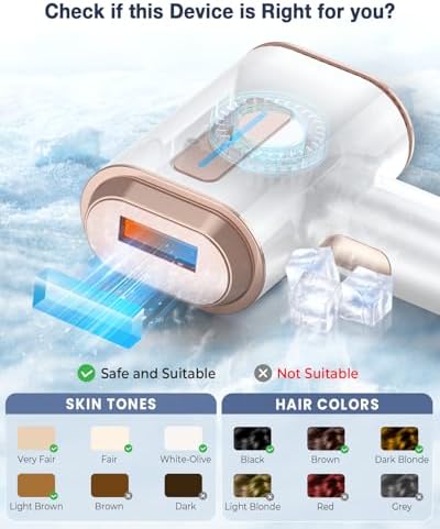 Laser Hair Removal, IPL Hair Removal Device System with 9 Intensity Levels for Legs, Ice Cooling Laser Hair Removal Device with 2 Flash Modes for Women Men, Bikini Area, Face & Underarms