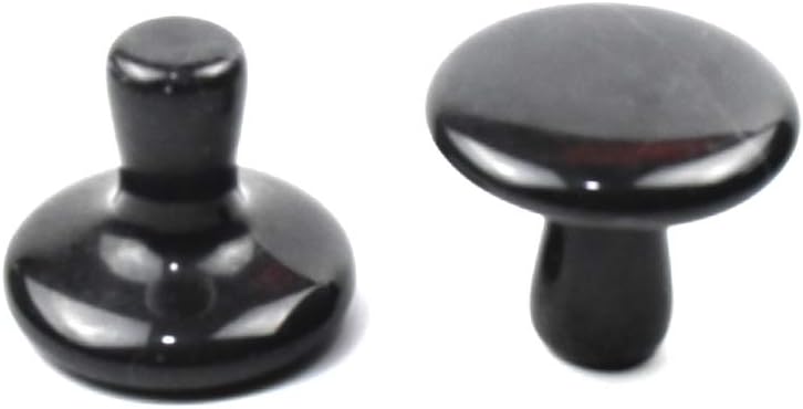 2 Pcs Mushroom Shaped Massage Stones Natural Bian Stone Hot Rock for Spa Massage (2-L, Black)