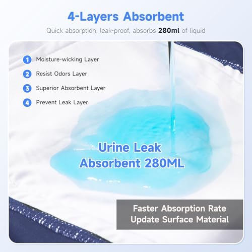 Carer Incontinence Underwear for Men Washable Incontinence Boxer Briefs 3 Pack Leak Proof Underwear for Men Cotton Reusable Incontinence Underwear with Extended Pad Front & Rear 280ML (Large)