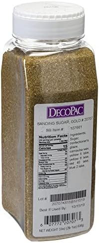 DecoPac Sanding Sugar | Sparkling Gold Edible Sugar Sprinkles | 33oz | Edible Sanding Sugar in Handheld Container | Made In USA | Sugar Sprinkle Mix For Cakes, Cupcakes, Cookies, Extra Large Pack | 33 Ounce - Sparkling Gold