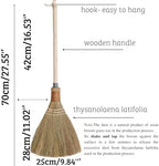 Natural Whisk Sweeping Hand Handle Broom - Vietnamese Straw Soft Broom for Cleaning Dustpan Indoor - Outdoor - Decorative Brooms - Wooden Handle - 9.84'' Width, 27.55" Length