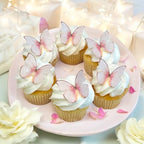 Edible Butterflies with Edible Glitter Kit - Wafer Paper Butterflies for Cakes - Cake Decorations - Cupcake Decorations - Cake Toppers (Rose Petal Pink)