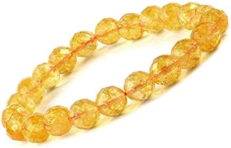 Aleafa Armlet Presents Natural AAA Citrine Bracelet Crystal Stone 8 Mm Diamond Cut Bead Bracelet for Reiki and Crystal Stones (Color : Yellow) #Aport-4553