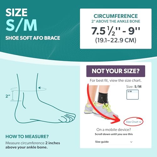 BraceAbility AFO Foot Drop Brace - Adjustable Soft Ankle Foot Orthosis Drop Foot Brace for Men and Women, Walking with Shoes, Toe Lifter Support, Dorsiflexion Assist Brace Fits Left or Right (S/M)