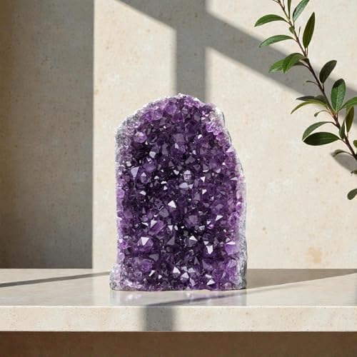 Natural Amethyst (3 lb to 4 lb) - 4.5" to 7.5" Height - Crystal Clusters Stone from Uruguay Raw Geode Quartz - Deep Purple Color