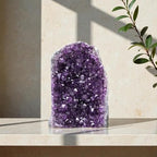 Natural Amethyst (3 lb to 4 lb) - 4.5" to 7.5" Height - Crystal Clusters Stone from Uruguay Raw Geode Quartz - Deep Purple Color