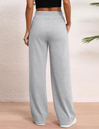 HeSaYep Women's Wide Leg Sweatpants Double Waisted Baggy Sweat Pants with Pockets