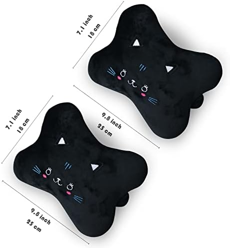 Sexysamba Car Headrest Pillow,Cartoon Neck Pillow for Car,Comfortable Soft Car Seat Pillow for Driving,Head Rest Cushion,Cute Neck Pillow for Travelling and Home 2Pcs (Black Cat)