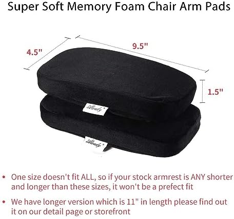 Aloudy Ergonomic Memory Foam Office Chair Armrest Pads, Comfy Gaming Chair Arm Rest Covers for Elbows and Forearms Pressure Relief(Set of 2), Stretch Fit, Black