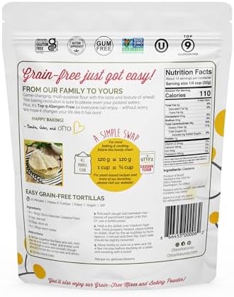 Otto's Naturals Multi-Purpose Cassava Flour, Non-GMO, Gluten-Free, Grain, Nut and Gum-Free, 1-to-1 Wheat Alternative, Paleo, AIP, 1 lb