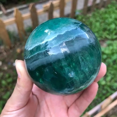 AtkitS Beautiful Fluorite Crystal Sphere Reiki Healing Natural Stone and Minerals Quartz Ball Home Decoration (Size : 60-70mm)