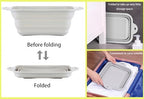 Collapsible Silicone basin, for Household Cleaning or Washing,Suitable for outdoor camping and Travel,1.7 Gallons (6.4 Liters), Space-saving Design, Square (Gray)