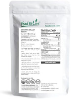 Food to Live Organic Hulled Millet, 1 Pound - Whole Grain Seeds, Non-GMO, Kosher, Raw, Bulk, Product of the USA