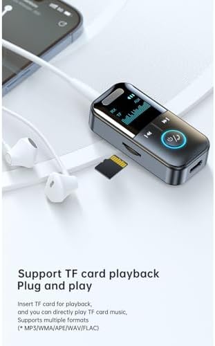 Docooler GT69 Wireless BT Audio Receiver + Transmitter 2-in-1 Audio Adapter Support TF Card Playback Support 3.5mm Audio HD Display Real-time Display of Usage Status 10m Transmission Black