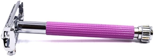 Parker 29L Lavender, Long Handle Butterfly Open Double Edge Safety Razor for Women, 5 Parker Premium Platinum Double Edge Razor Blades Included
