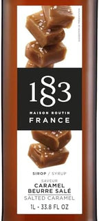 1883 Maison Routin Salted Caramel Syrup, 1 Liter Plastic Bottle (Pack of 2)