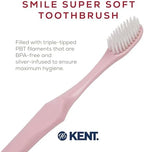 KENT Smile Extra Soft Toothbrushes for Adults with Silver Infused Triple Tipped Bristles, Soft Bristle Toothbrush for Sensitive Gum Massaging and Maximum Hygiene (Pink)
