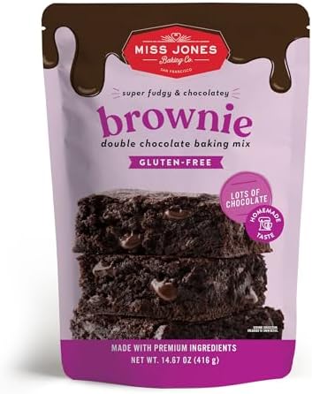 Miss Jones Gluten-Free Baking Brownie Mix - More Chocolate Chips, Guilt Free Brownie Mix, Naturally Sweetened Desserts & Treats, 14.67 Ounce (Pack of 1)