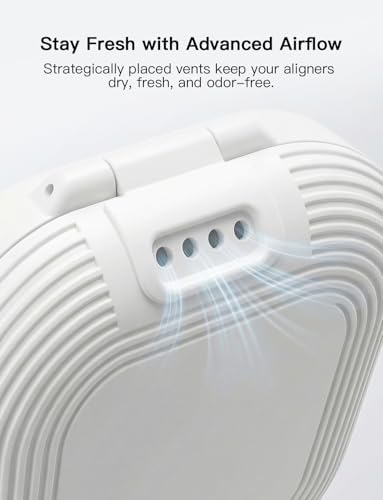 Retainer Case with Vent Holes, Aligner Case for Invisalign, Portable Aligner Kit, Removable Silicone Liner, Orthodontic Storage Box Secure Magnetic Closure for Travel - White/Pink