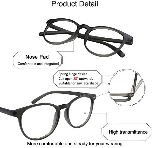YEIN Blue Light Blocking Glasses, Spring Hinge Photochromic Brown Sunglasses, Computer Reading Glasses, Gaming Glasses, TV Glasses for Women Men(Matte Gray,+0.75 Magnification)