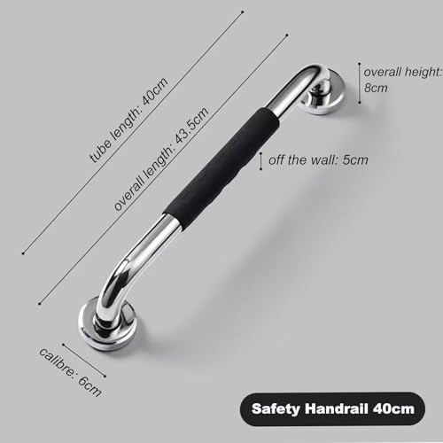 Safety Handrails, 2 Pack Bathroom Safety Grab Bar Stainless Steel Shower Armrest Wall Mounted Hand Railing for Bathtub Seniors Pregnant Disabled (Size : 40cm)