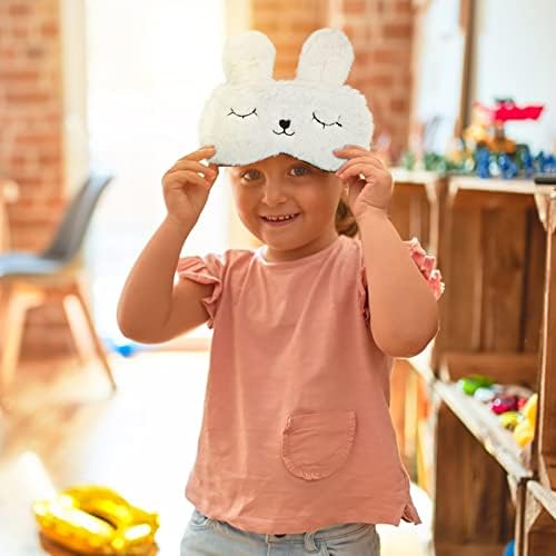 Easter Bunny Sleeping Mask, Soft Fluffy Plush Rabbit Blindfold Novelty Sleep Mask Eye Cover Eyeshade for Kids Girls Boys Women Men Night Nap Travel Meditation (White, Rabbit)