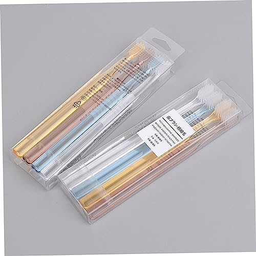 Healifty 8pcs Crystal Transparent Soft Bristle Toothbrush with Ergonomic Slip Handles for Adults Compact Travel and Home Use in Two Boxes