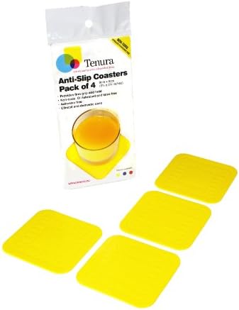 SP Ableware Tenura 100 Percent Silicone Non-Slip Square Coaster - Yellow, Pack of 4 (753720903)