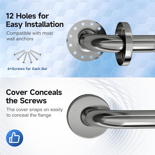 Commercial Grab Bar Bundle - ADA Compliance - Handicap Grab Bars with Knurled Grip for Restrooms, Stainless Steel - 1.5" Diameter - 18", 36", 42" - Pack of 3