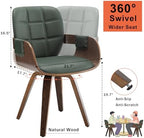Set of 2 MCM dining Chairs - Swivel Faux Leather Dining Chairs with Arms and Curved Back, Bentwood Structure, Walnut Craftsmanship, Versatile for Kitchen/Restaurant/Conference Room (Walnut Green)