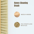 KONEX Medium-Stiffness Nylon Fiber Scrub Brush - Heavy Duty Cleaning Brush, Wooden Handle, Brown, Ideal for Hardwood Floor, Outdoor Surfaces, Carpet