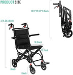 Lightweight Wheelchair for Adults & Seniors | Ultra Light Only 16lbs| Compact Foldable Travel Wheel Chair with Extendable Footrest & Handle | Premium Aluminum Alloy | Portable Transport Wheelchair