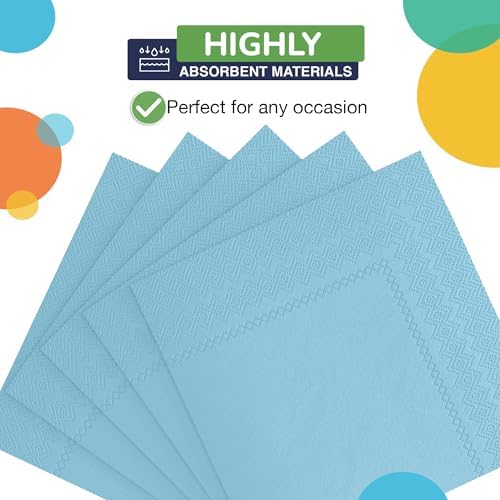 Party Solids Light Blue Napkins Disposable Everyday 100 Pcs 2 Ply Light Blue Dinner Napkins Bulk For Parties & Party Supplies