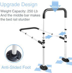 Bed Assist Rails Adjustable, Safety Bed Handle with Leg, Fall Prevention Hand Guard Grab Bar Bed Cane, Bed Rails for Elderly, Adults, Senior, Handicap, Disabled, Fit King, Queen, Full, Twin