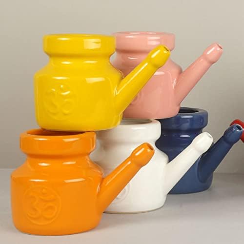 350Ml Ceramic Neti Pot Nose Cleaning Pot Leakproof Spout Pot for Nasal Rinsing Nose Washing Men Women,Grey