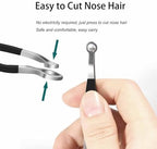 Liangery Nose Tweeezers, Manual Nose Hair Trimmer for Men- Stainless Steel Precision Blades with Leather Case, Nasal Hair Cutter Tweezers for Eyebrow, Ear & Facial Hair Grooming Tool (Black)