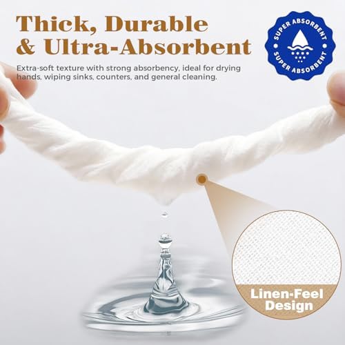 GINKGO 200 Pack Disposable Linen-Feel Guest Hand Towels, Thick & Absorbent Paper Hand Napkins, Cloth-Like Bathroom Towels for Everyday, Wedding, Party & Kitchen – White