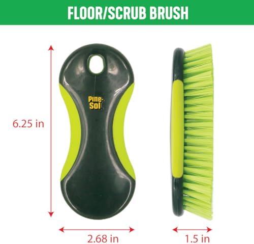 Pine-Sol Heavy Duty Scrub Brush – Multipurpose Cleaning Tool for Floors, Tubs, Sinks | Soft Comfort Grip with Flexible Stiff Bristles, Yellow, Green