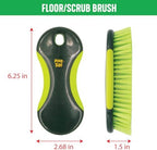 Pine-Sol Heavy Duty Scrub Brush – Multipurpose Cleaning Tool for Floors, Tubs, Sinks | Soft Comfort Grip with Flexible Stiff Bristles, Yellow, Green