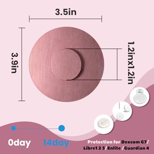 Nepia 30 Pcs Pink CGM Sensor Patches | Waterproof Adhesive for Dexcom G7/Libre1 2 3/Enlite | 14 Days Long-Lasting Protection | Sweatproof Sensor Covers with Comfortable Fit for Active Lifestyle