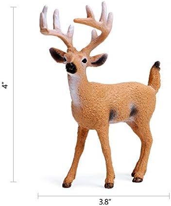 RESTCLOUD Deer Figurines Cake Toppers, Deer Toys Figure, Small Woodland Animals Set of 3