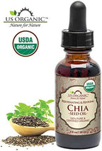 US Organic Chia Seed Oil, Certified Organic, Pure & Natural, Cold Pressed Virgin, Unrefined, Sourced from Paraguay, in Amber Glass Bottle w/Glass Eyedropper (1 oz (30 ml))