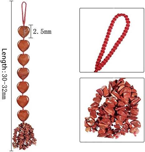 Love Heart Crystal Stone Hanging Ornament for Window, Car, Door, Wall Home Decor, Reiki Meditation Tool, Red Jasper