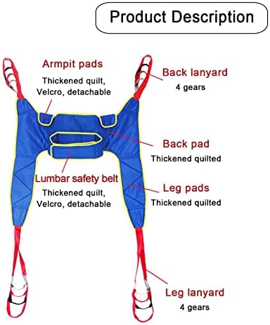 Divided Leg Sling for Elderly Disabled,Patient Hoist Sling Use with Patient Lifts and Ceiling Hoists,Toileting Sling Divided Leg Shower Sling for Paralyzed Elderly and Disabledload-230Kg/507Lb Blue,