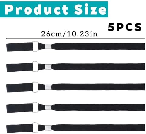 5-Pack Walking Cane Wrist Strap Replacement, Universal Cane Handle Straps Band Anti-Slip Elastic Loop Attached Black Adjustable Wrist Strap for Foldable Walking Stick, Crutches