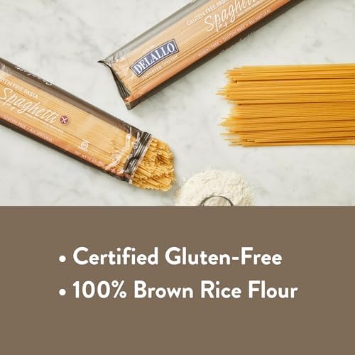 DeLallo Gluten-Free Brown Rice Spaghetti Pasta, Non-GMO, All Natural, Kosher, Tree Nut Free, 12 Ounce Bag, (4 Pack)