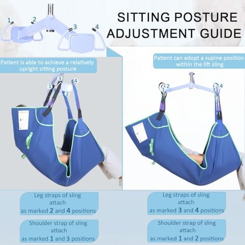 EZ Assistive Patient Lift Sling, Fully Body Lifting Sling with Twisted Fabric,500 lbs (Blue, Medium-Blue)