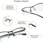 LifeArt Alloy Semi-Rimless Reading Glasses,Blue Light Blocking Glasses, Anti Eyestrain, Computer Gaming Glasses, TV Glasses for Women, Anti Glare (Black, +0.75 Magnification)